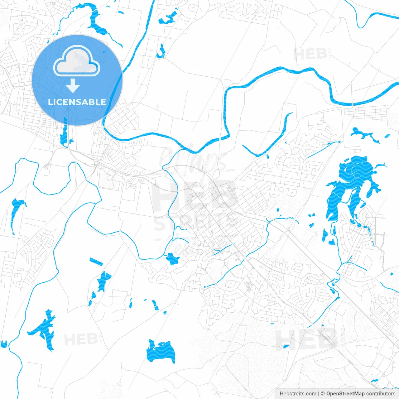 Newcastle–Maitland, Australia PDF vector map with water in focus