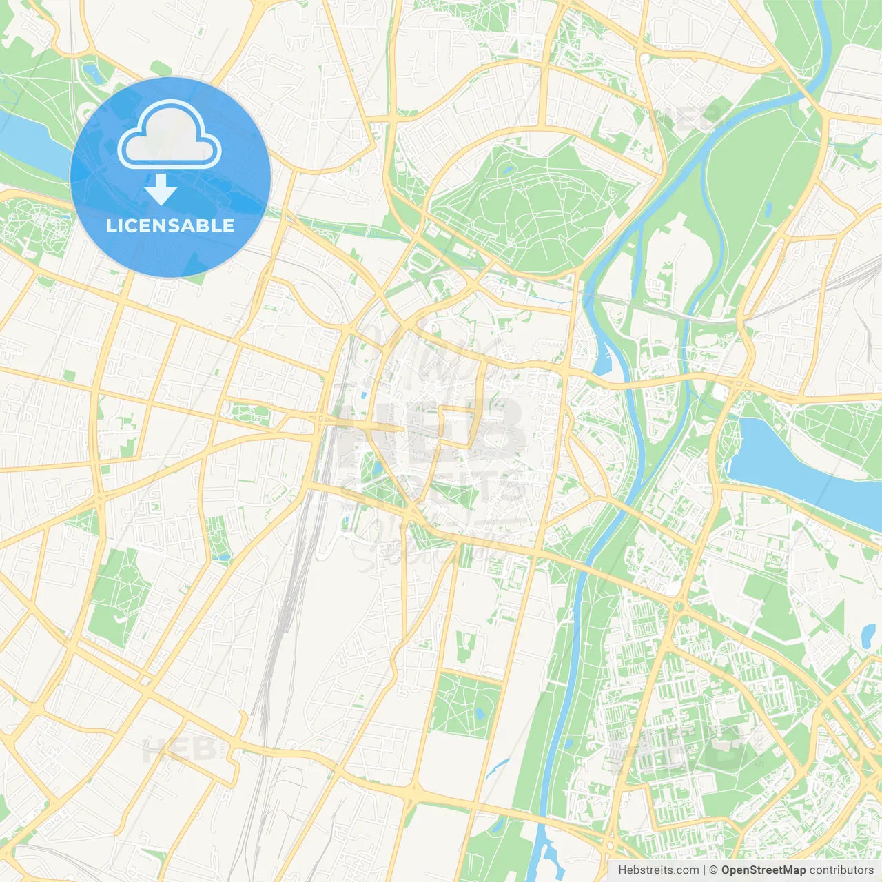 Poznan, Poland Vector Map - Classic Colors