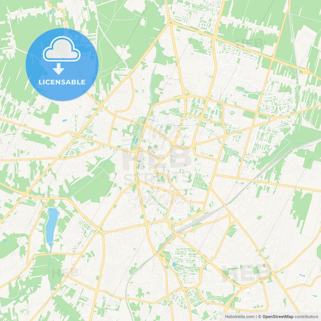 Radom, Poland Vector Map - Classic Colors