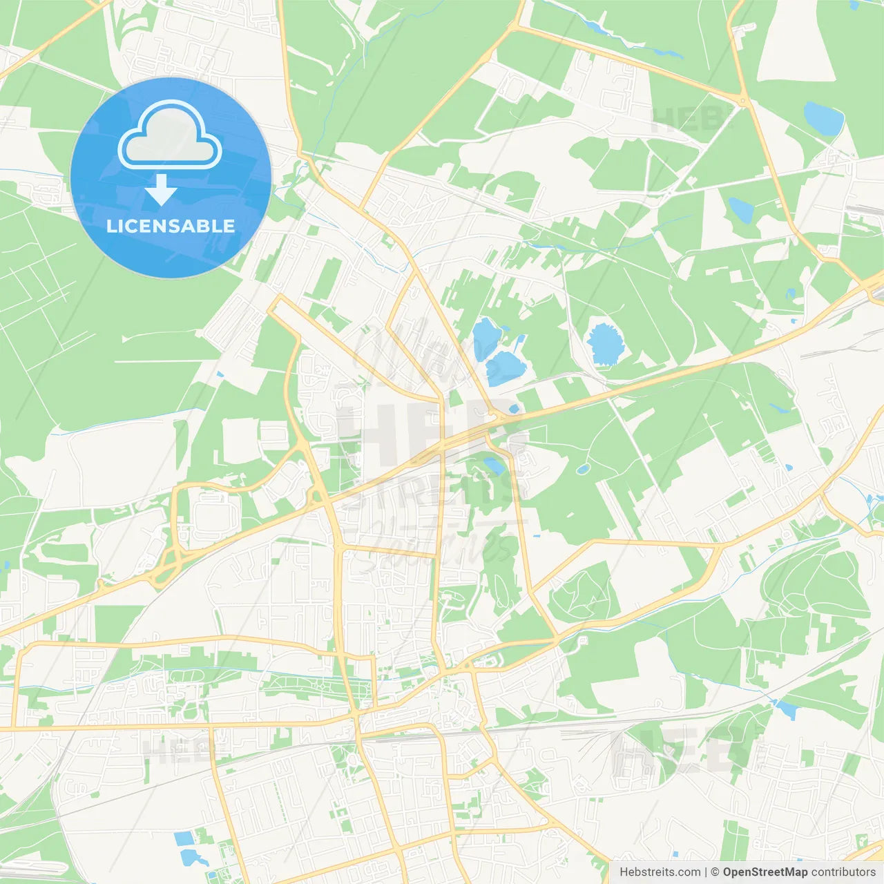 Zabrze, Poland Vector Map - Classic Colors