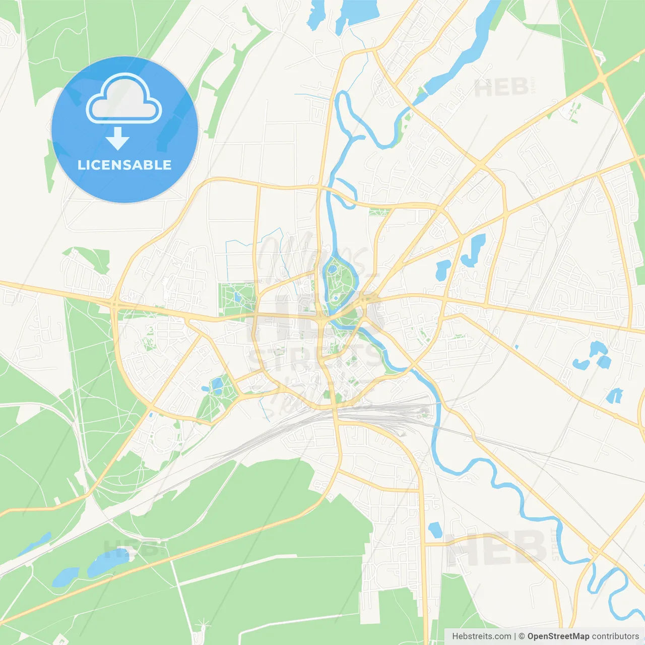 Pila, Poland Vector Map - Classic Colors