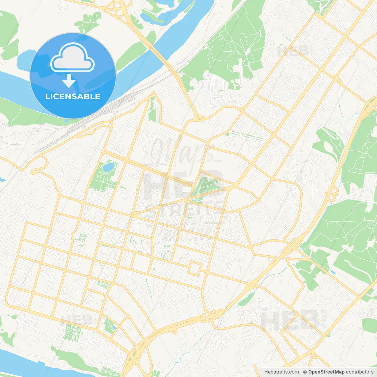 Ufa, Russia Vector Map - Classic Colors