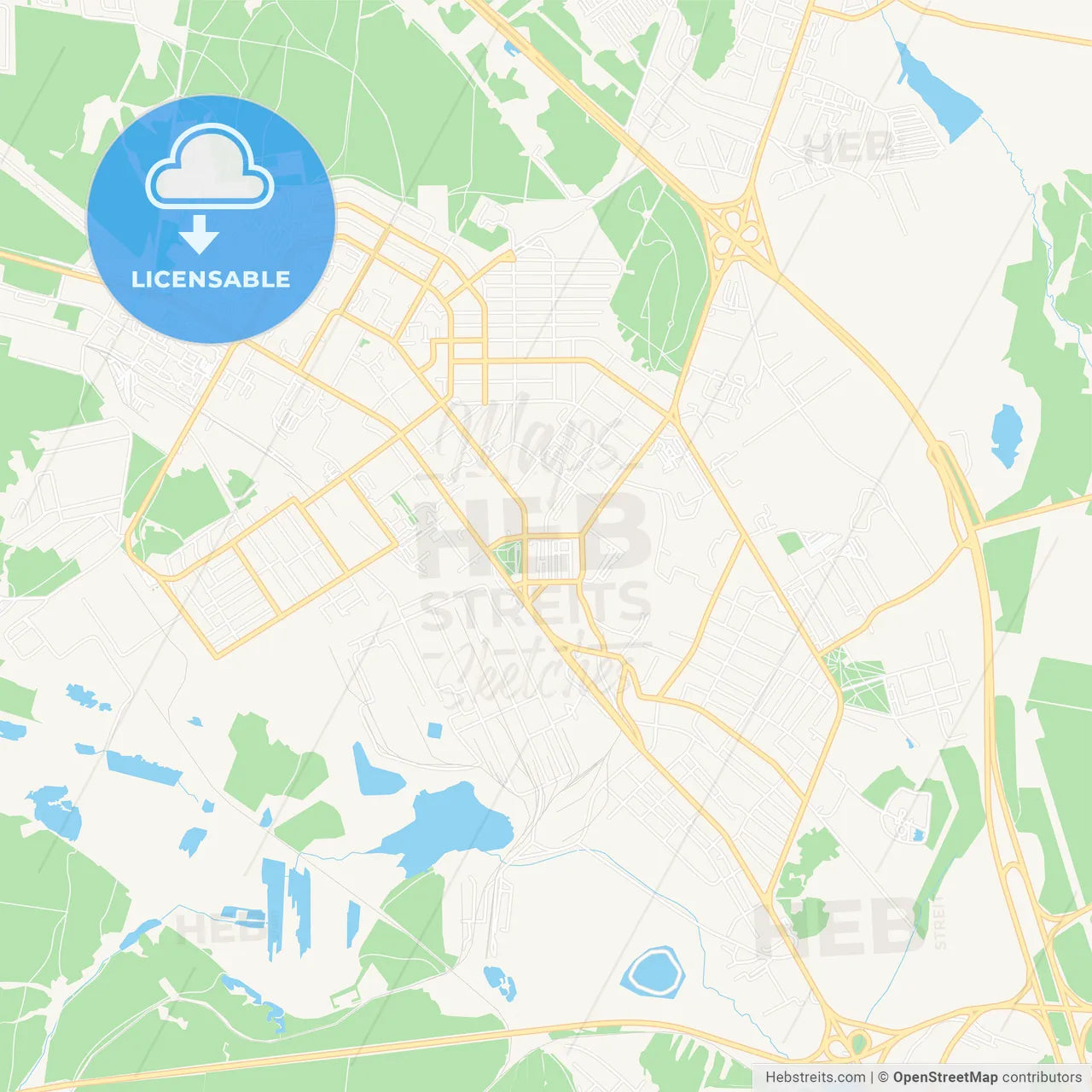 Verkhnyaya Pyshma, Russia Vector Map - Classic Colors