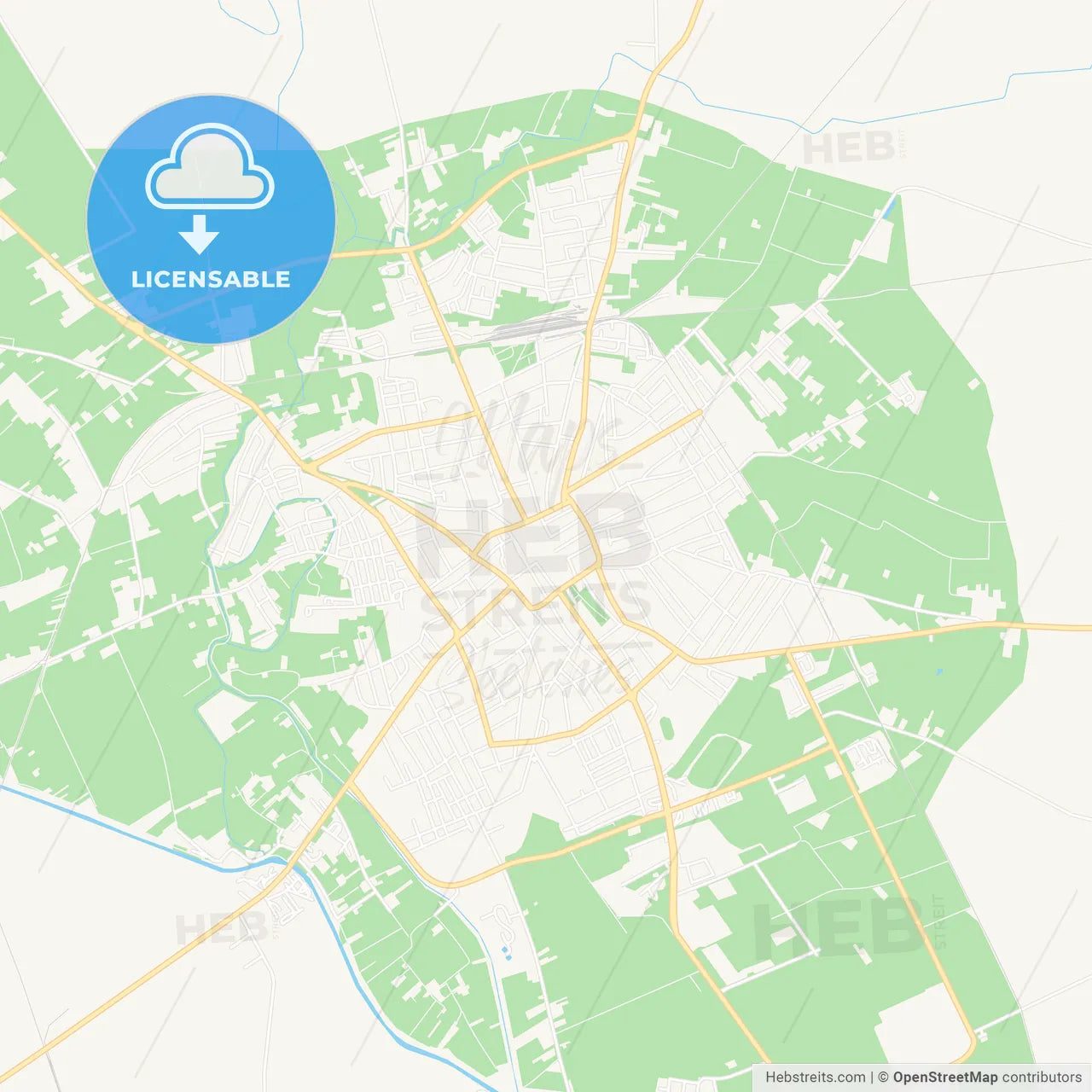 Sombor, Serbia Vector Map - Classic Colors