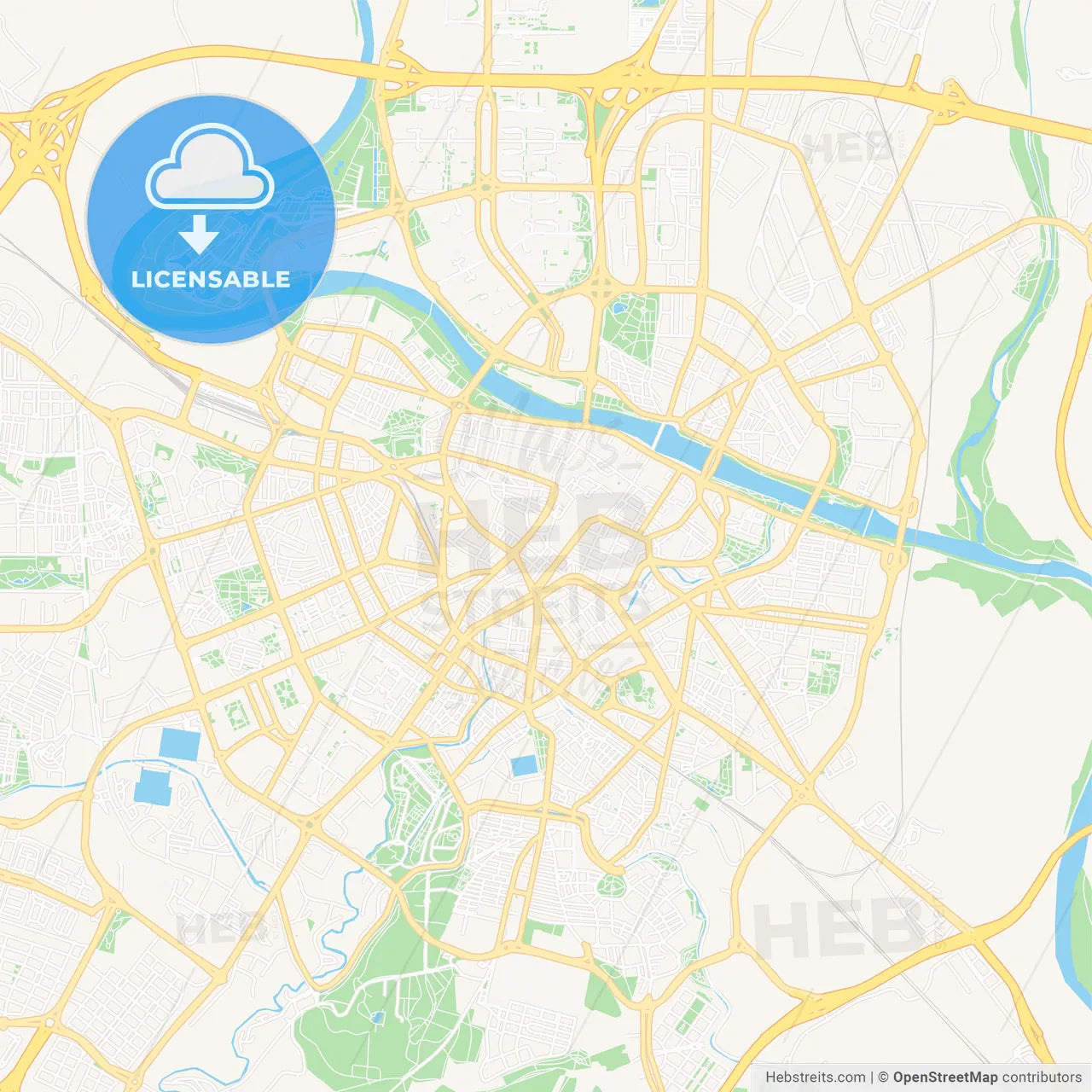 Zaragoza, Spain Vector Map - Classic Colors