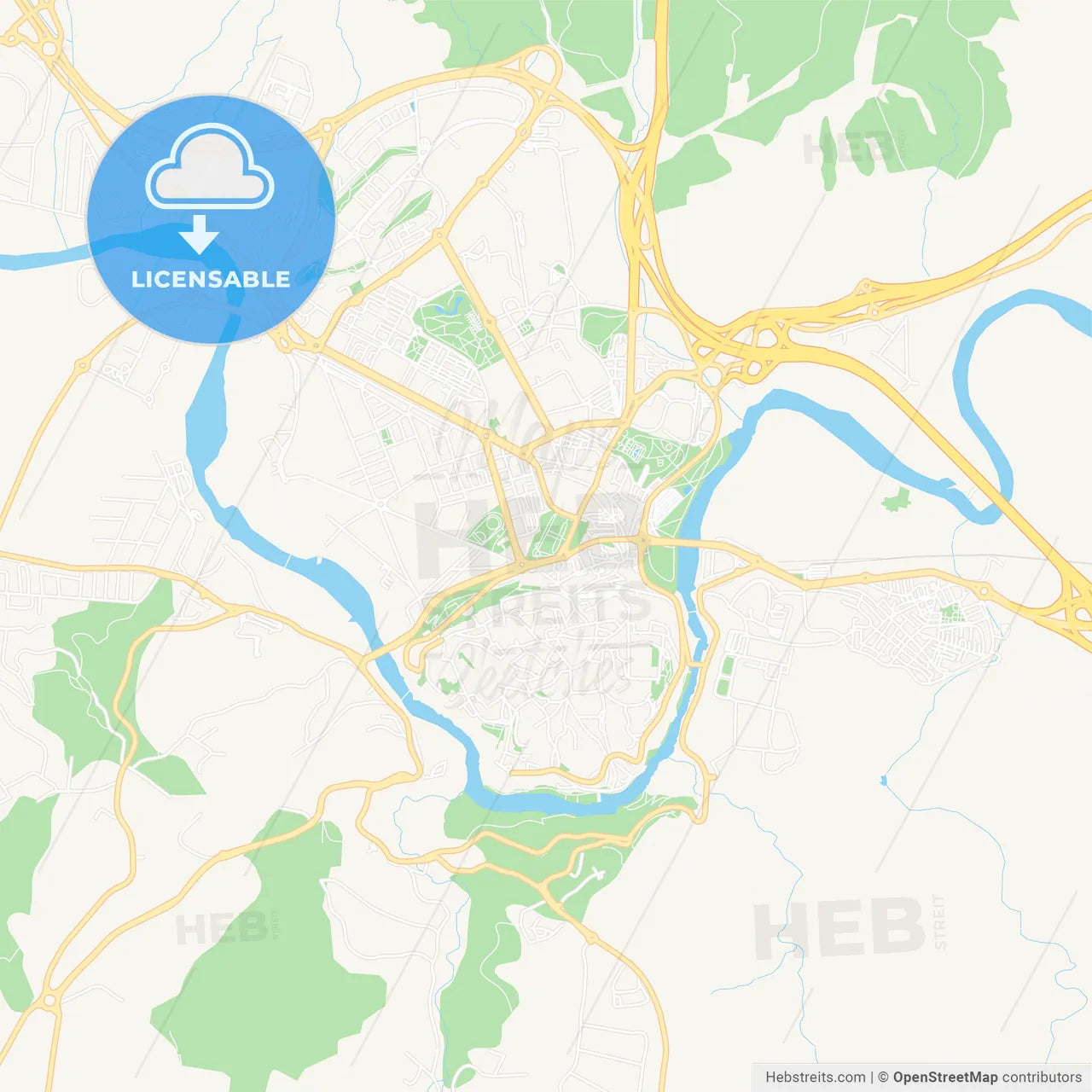 Toledo, Spain Vector Map - Classic Colors