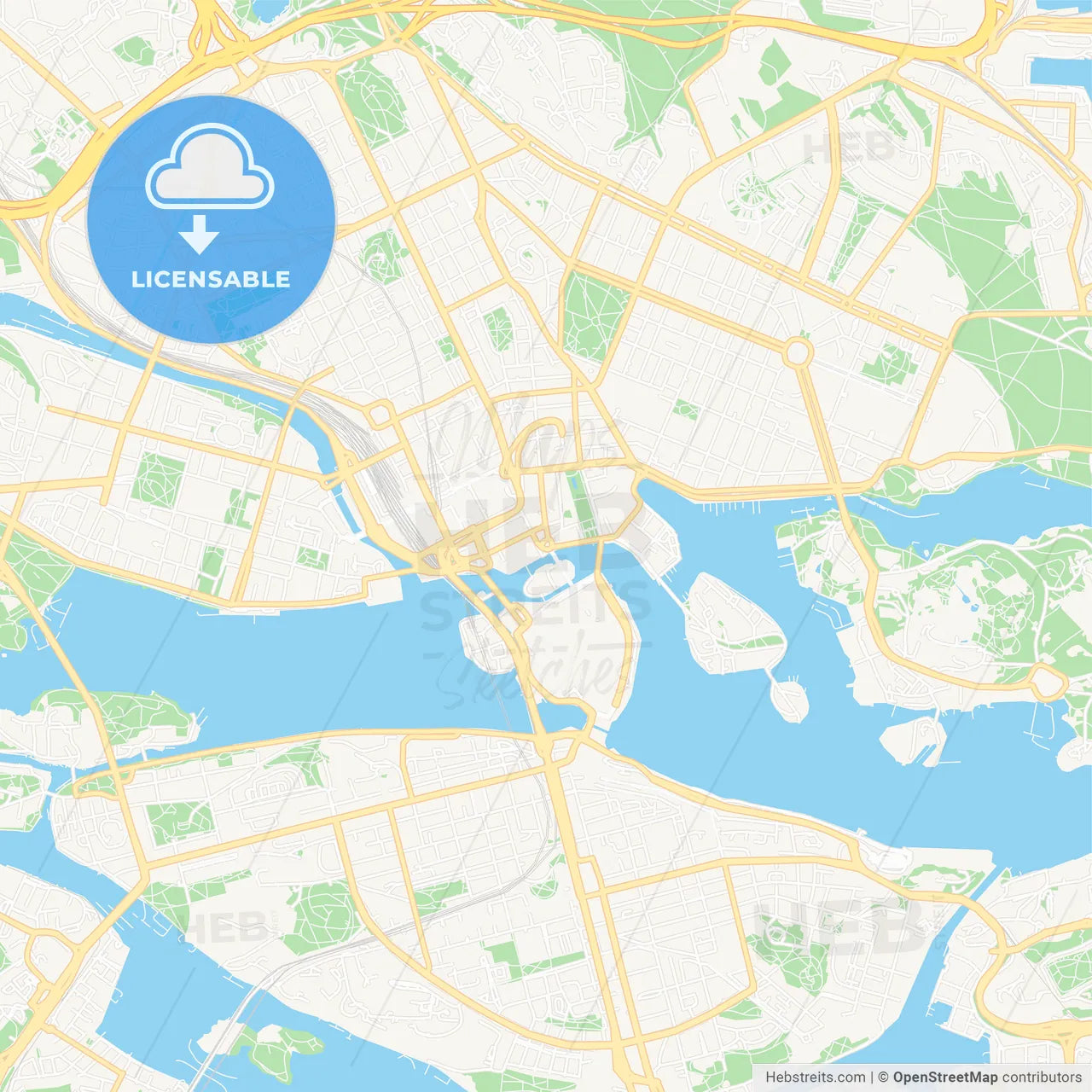 Stockholm, Sweden Vector Map - Classic Colors
