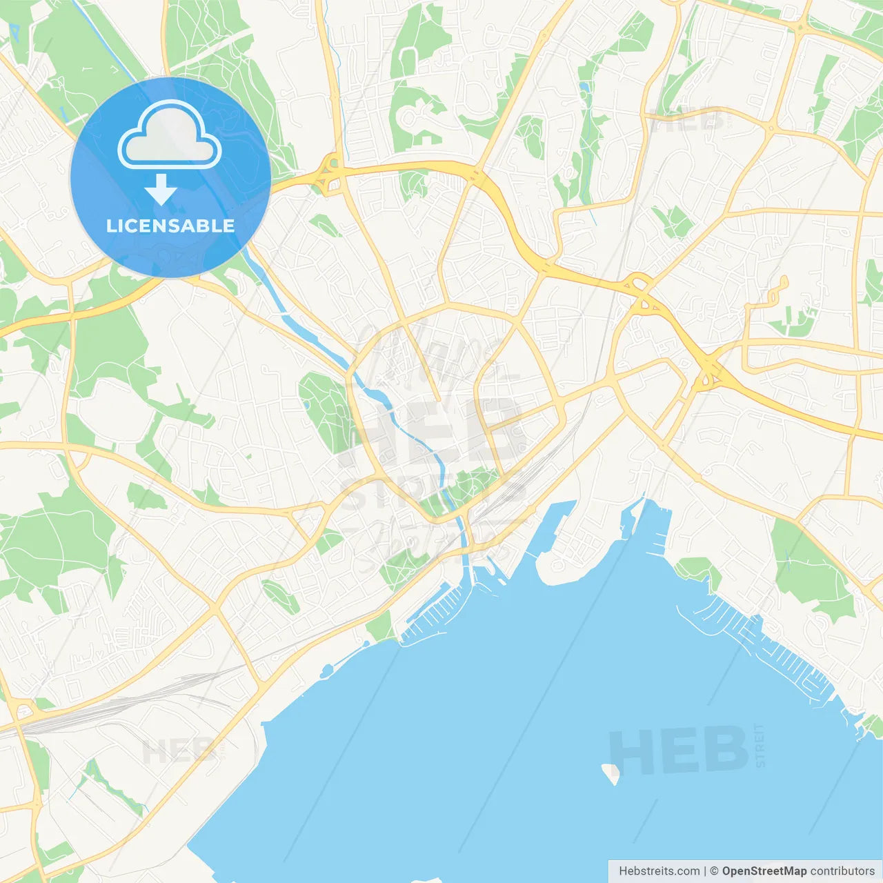 Vasteras, Sweden Vector Map - Classic Colors