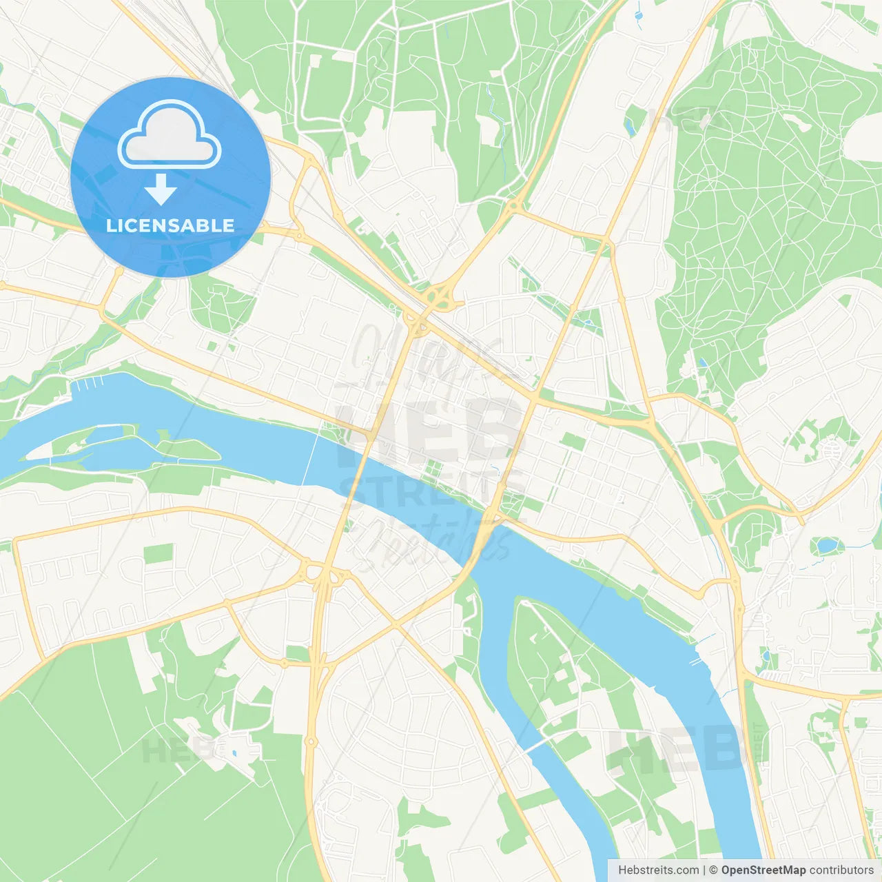 Umea, Sweden Vector Map - Classic Colors