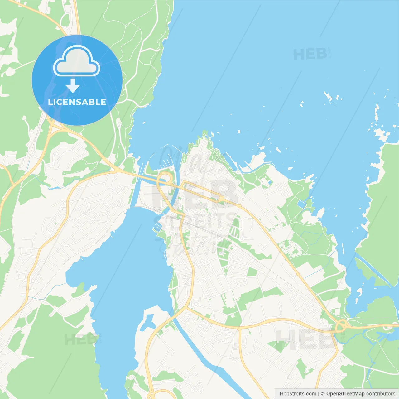 Vanersborg, Sweden Vector Map - Classic Colors