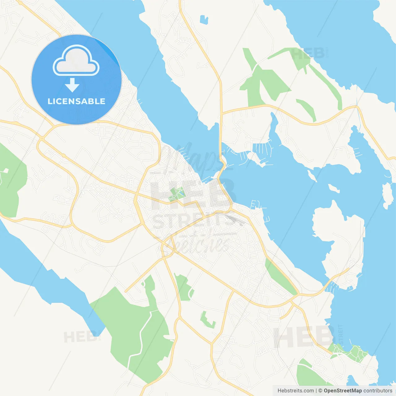 Vastervik, Sweden Vector Map - Classic Colors