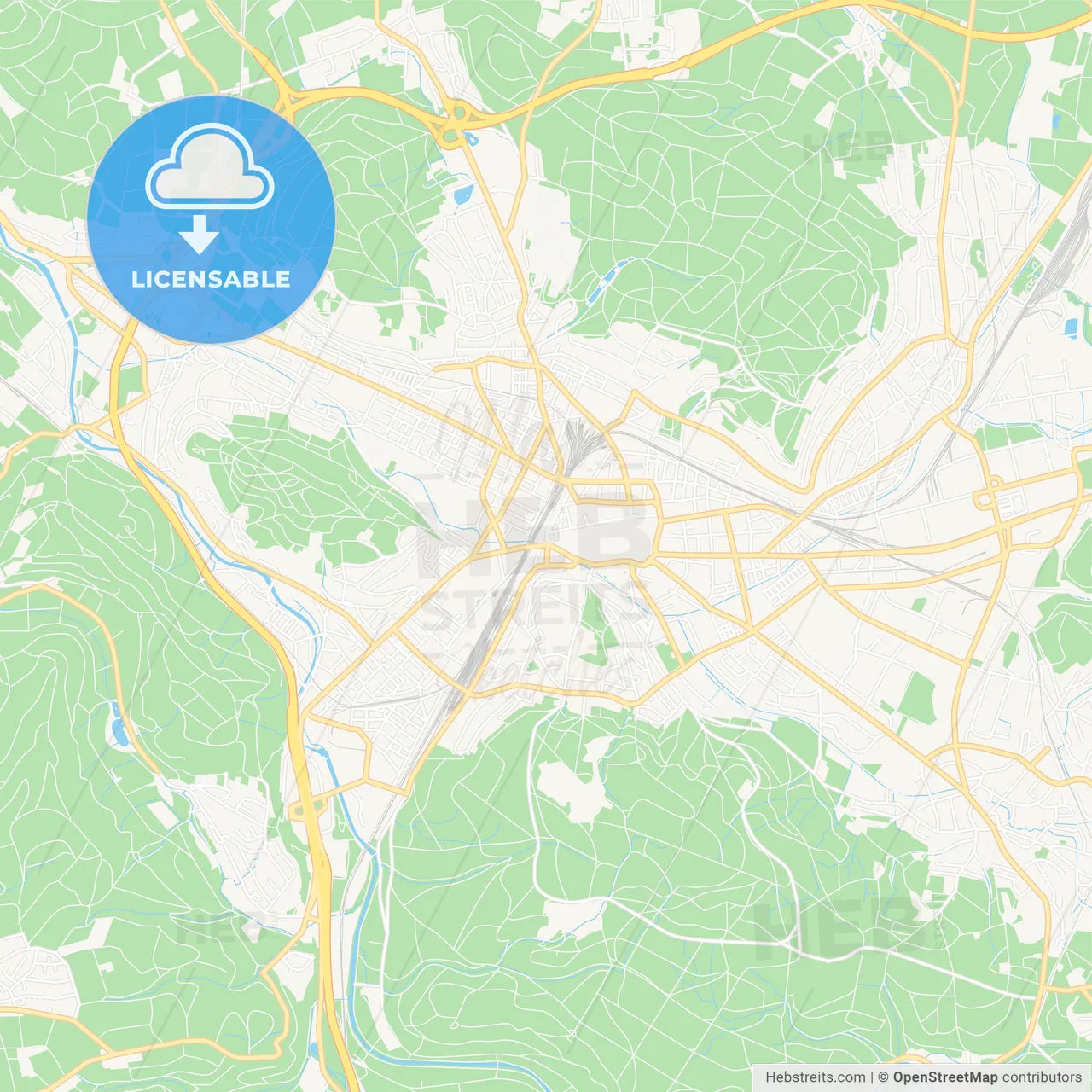 Winterthur, Switzerland Vector Map - Classic Colors