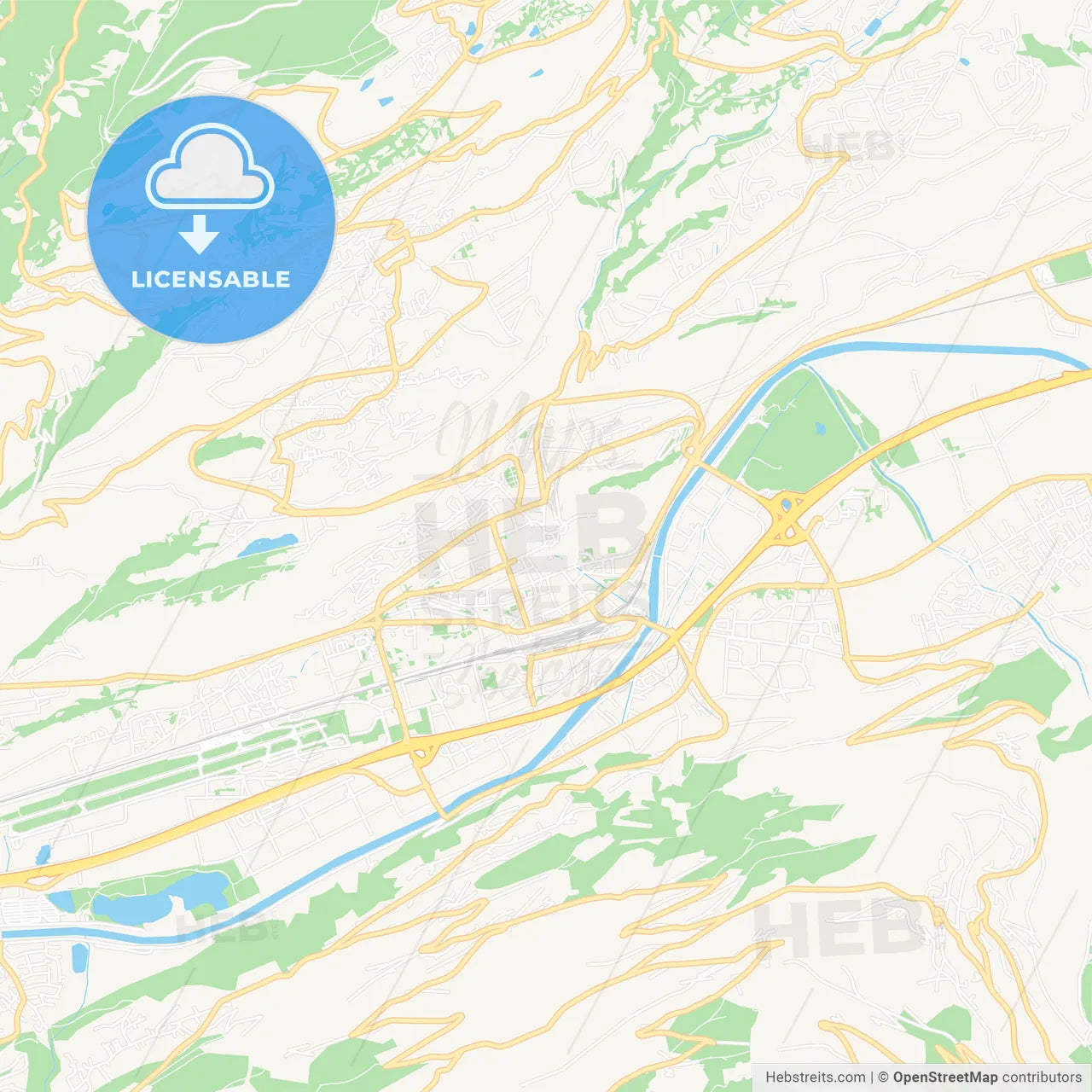 Sion, Switzerland Vector Map - Classic Colors
