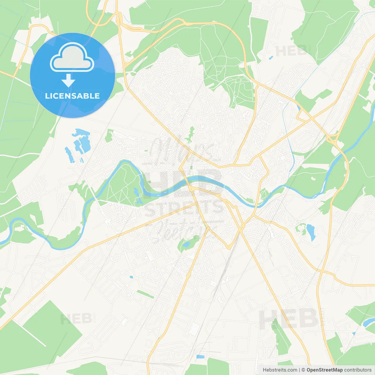 Uzhhorod, Ukraine Vector Map - Classic Colors