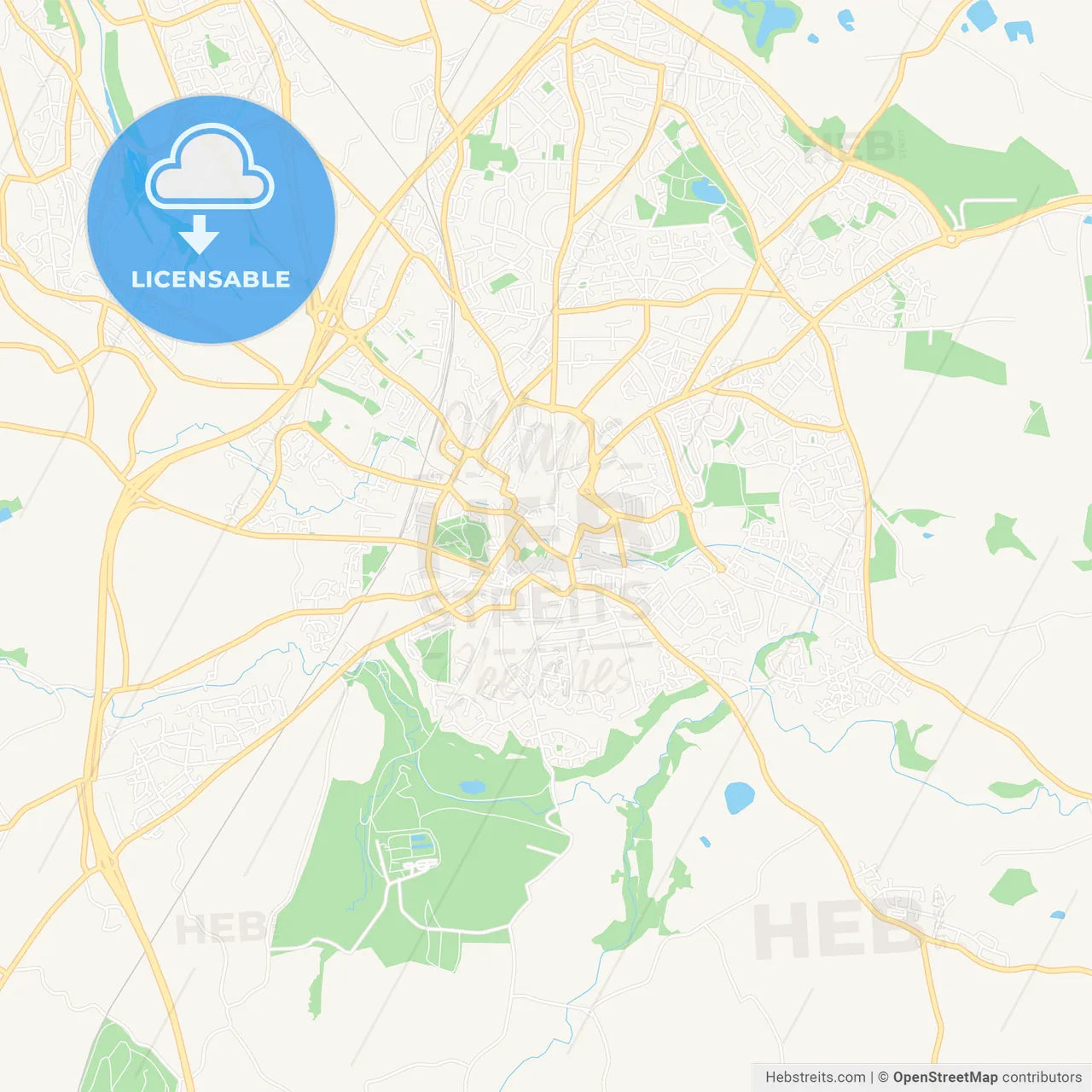 Wrexham, Wales Vector Map - Classic Colors