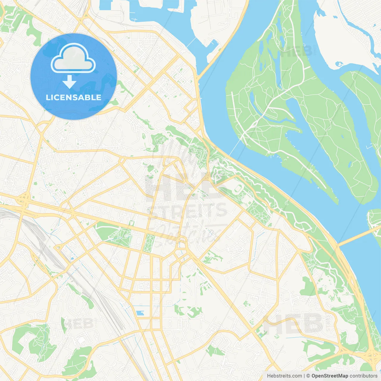 Kyiv, Ukraine Vector Map - Classic Colors
