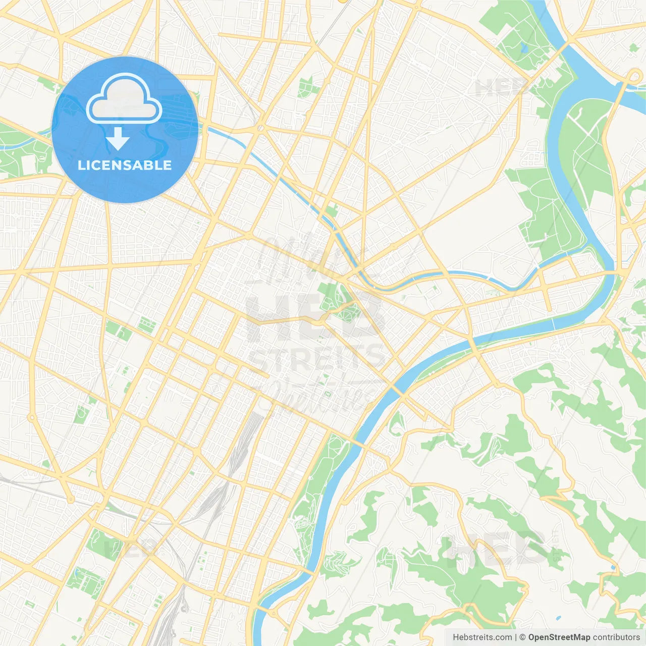 Turin, Italy Vector Map - Classic Colors