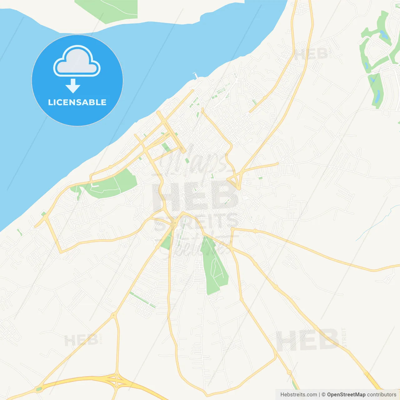 Sanlucar de Barrameda, Spain Vector Map - Classic Colors