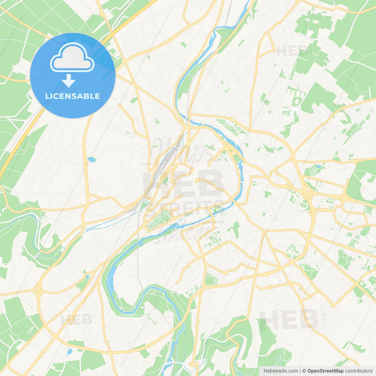 Poitiers, France Vector Map - Classic Colors