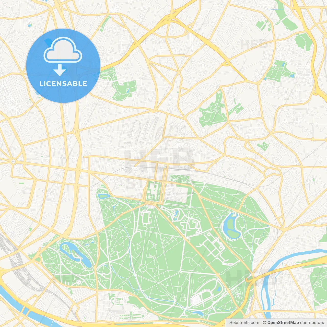 Vincennes, France Vector Map - Classic Colors