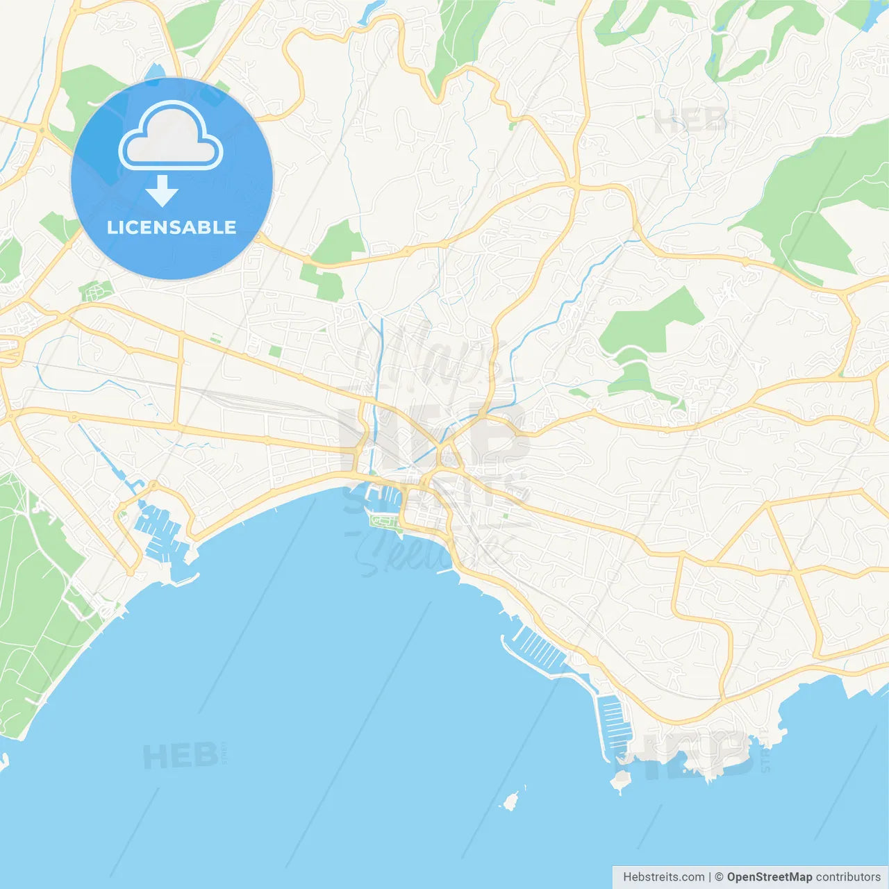 Saint-Raphael, France Vector Map - Classic Colors