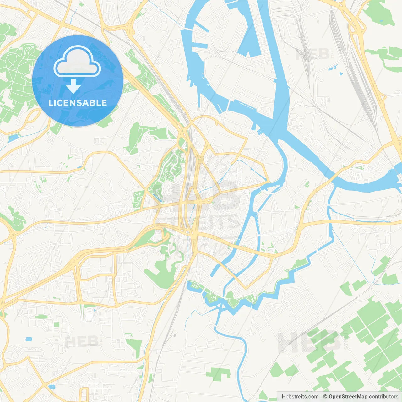 Gdansk, Poland Vector Map - Classic Colors