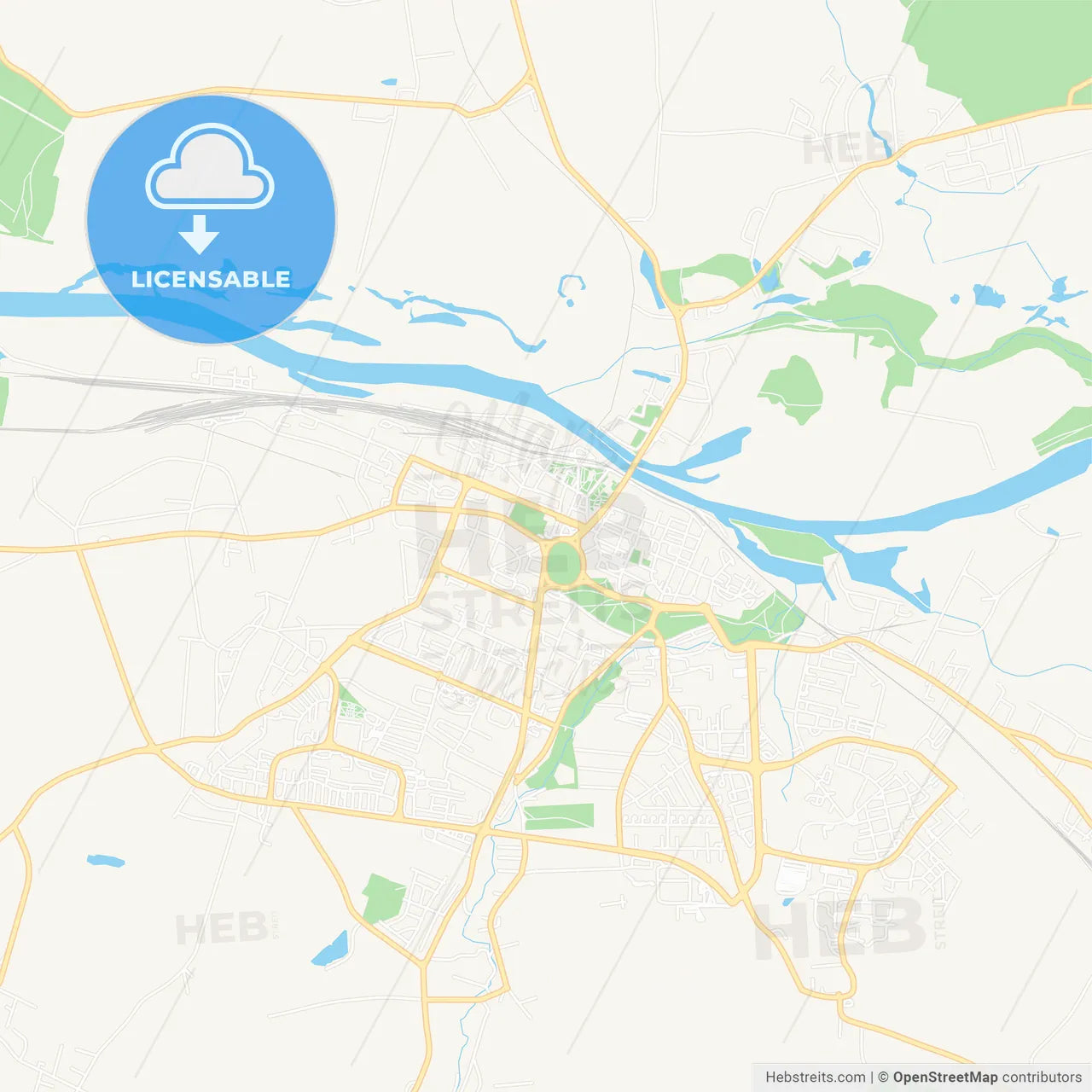 Glogow, Poland Vector Map - Classic Colors