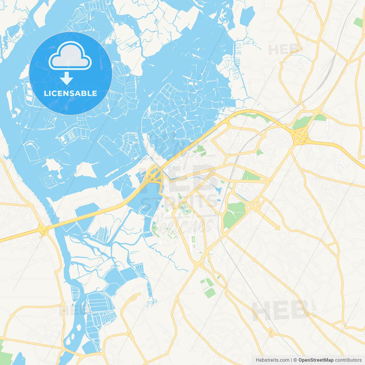 Aveiro, Portugal Vector Map - Classic Colors