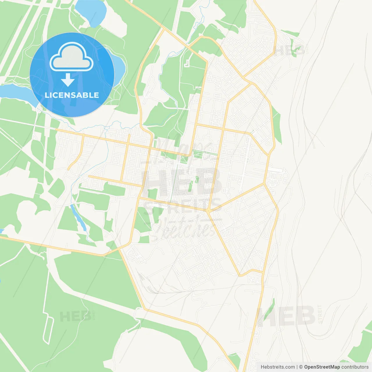 Asbest, Russia Vector Map - Classic Colors