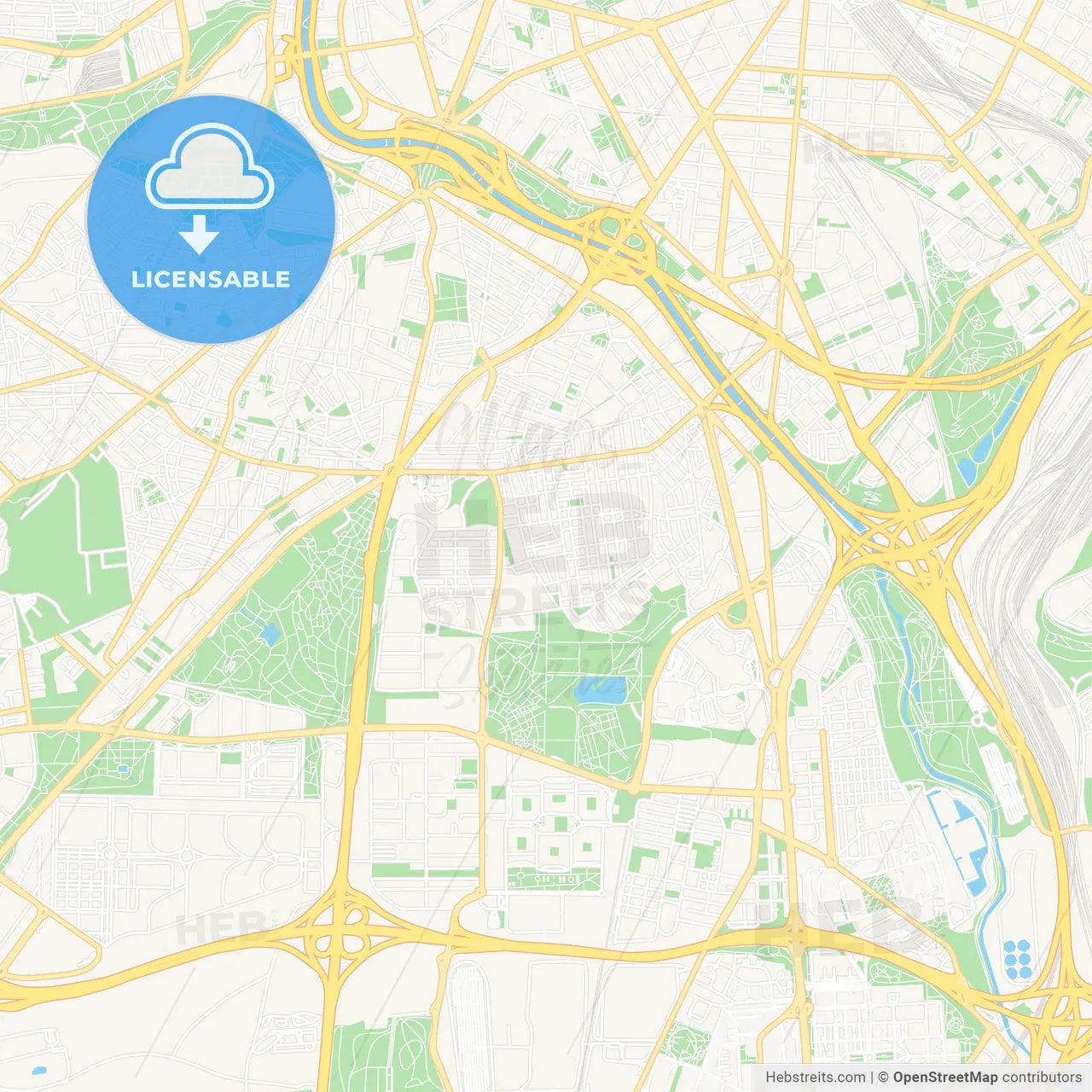 Usera, Spain Vector Map - Classic Colors