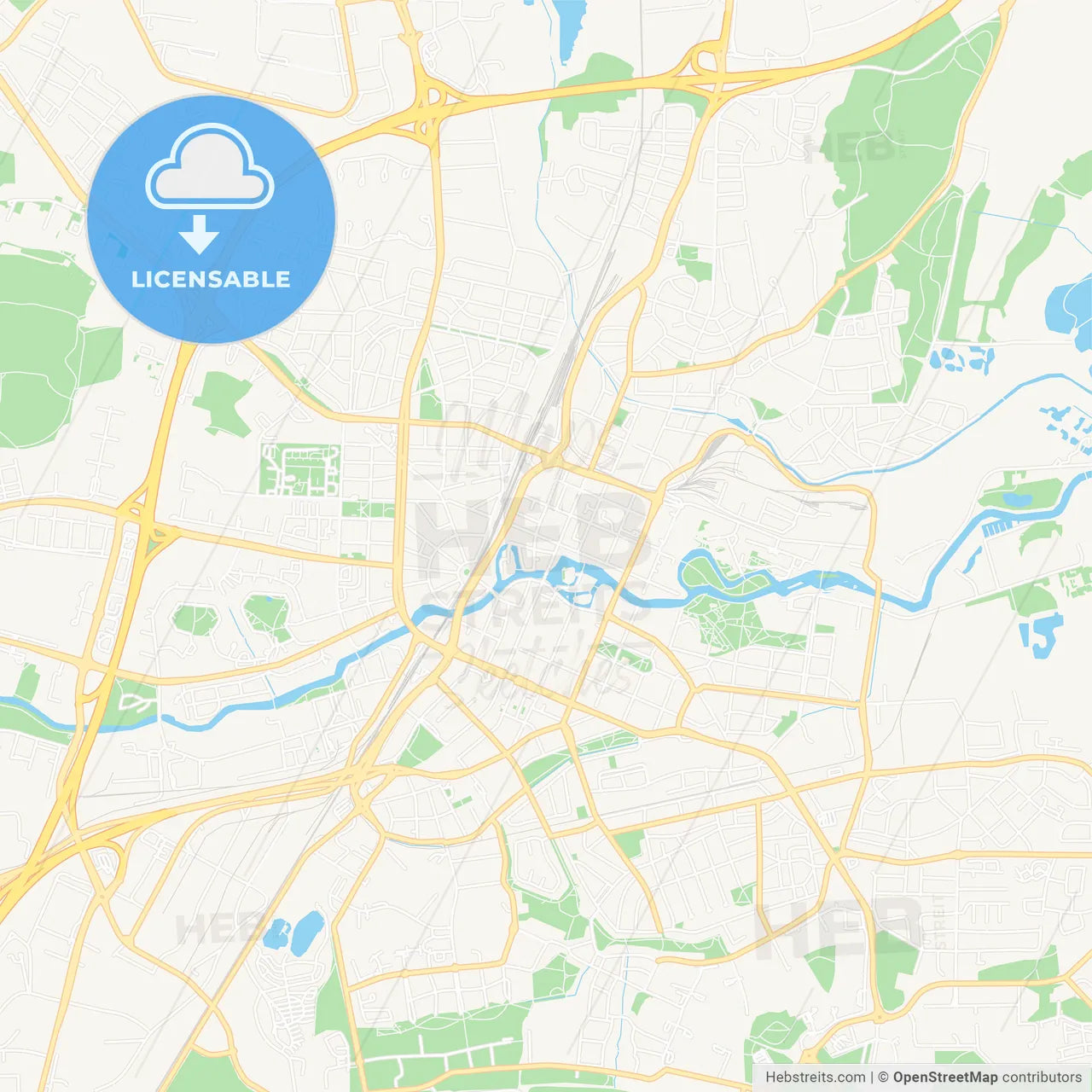 Orebro, Sweden Vector Map - Classic Colors