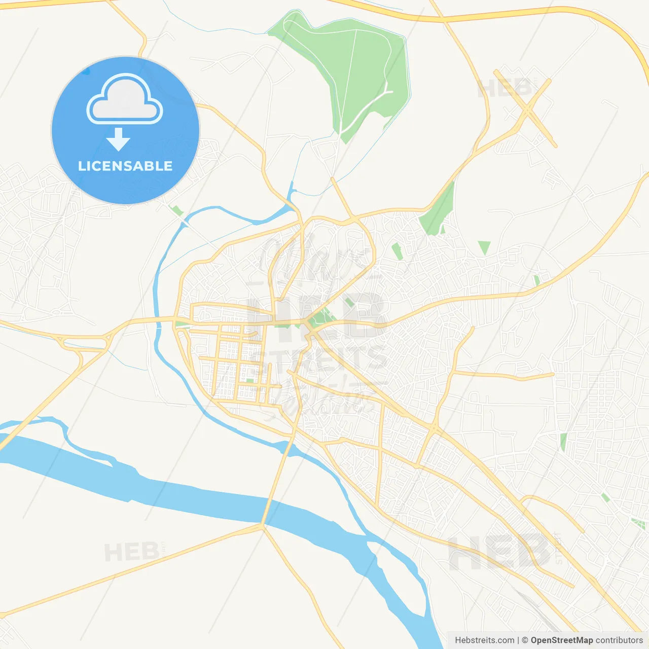 Edirne, Turkey Vector Map - Classic Colors