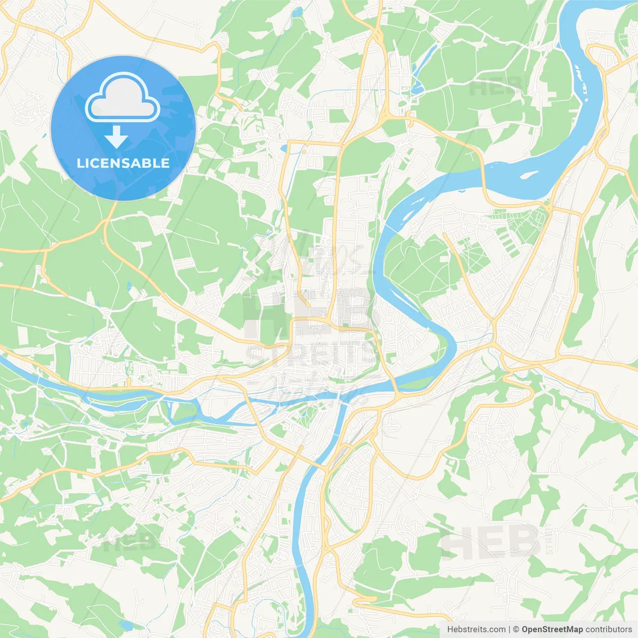 Steyr, Austria Vector Map - Classic Colors