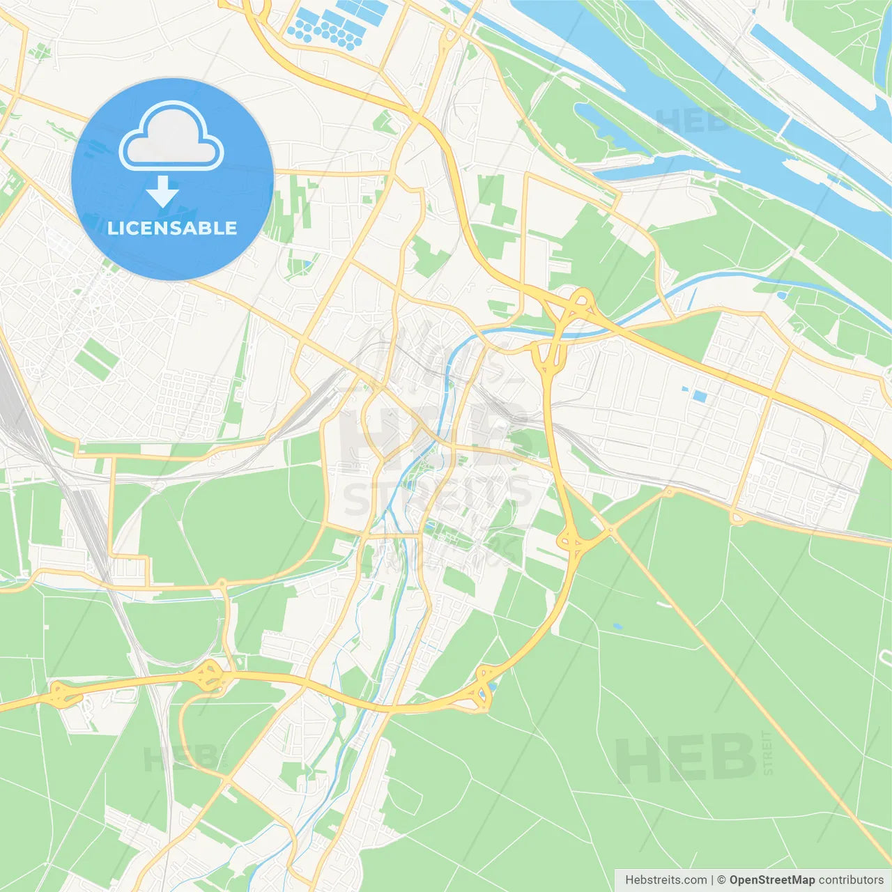 Schwechat, Austria Vector Map - Classic Colors