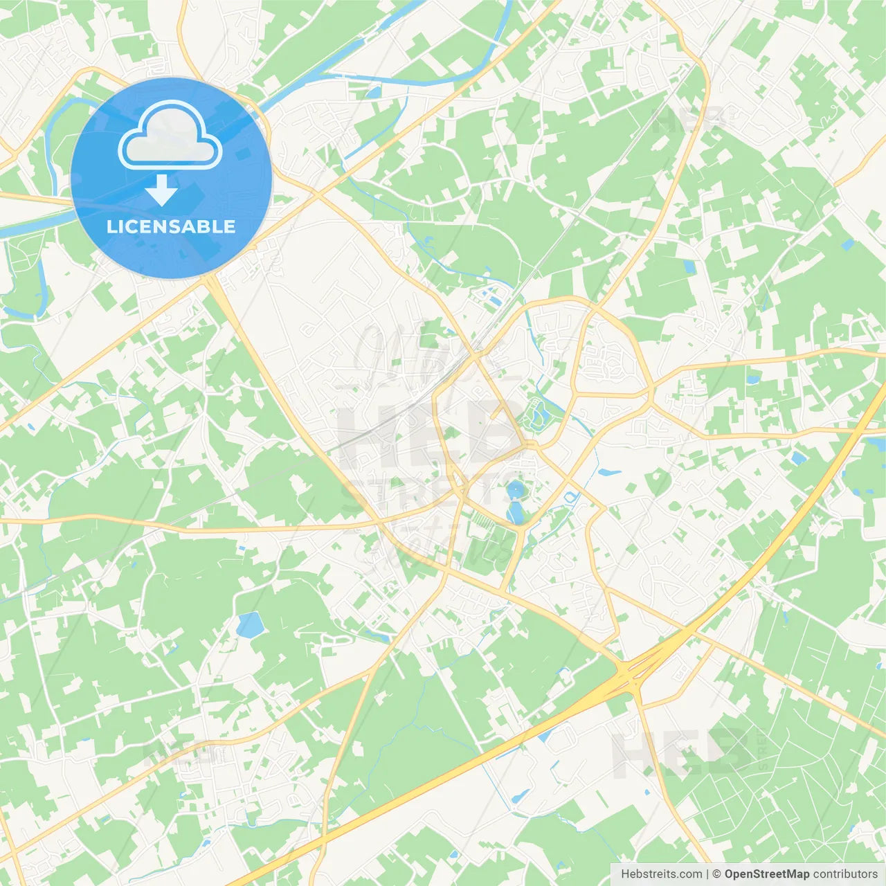 Waregem, Belgium Vector Map - Classic Colors