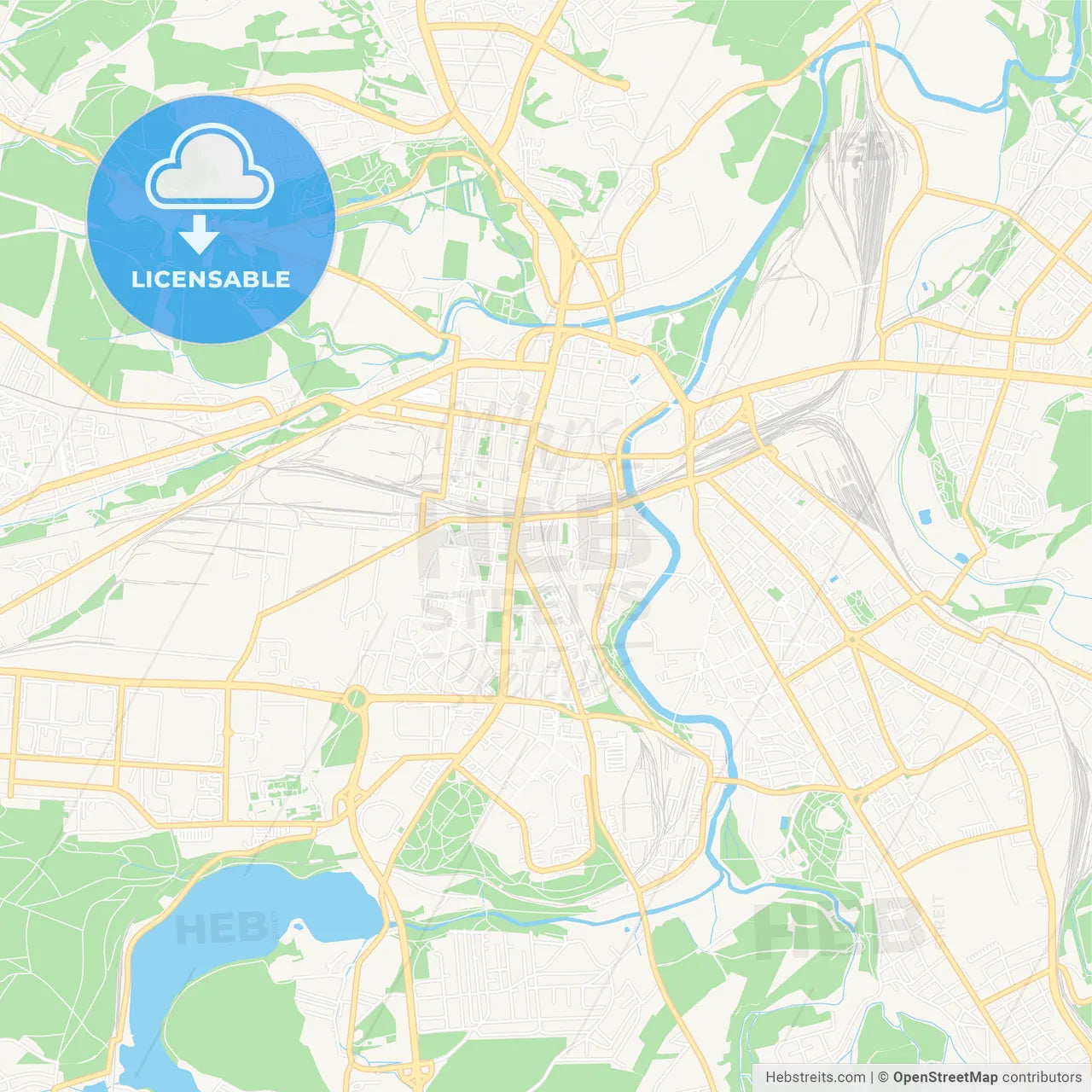Plzen, Czechia Vector Map - Classic Colors