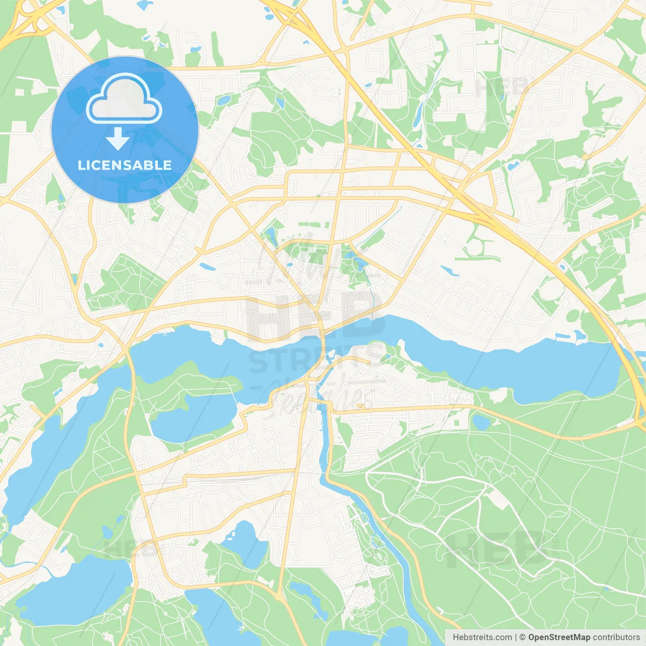 Silkeborg, Denmark Vector Map - Classic Colors