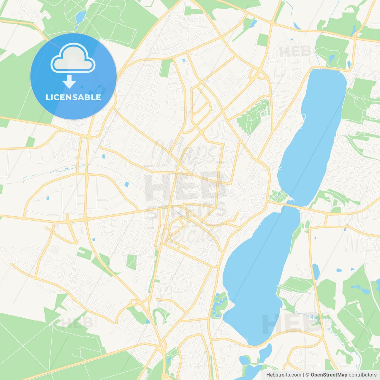 Viborg, Denmark Vector Map - Classic Colors