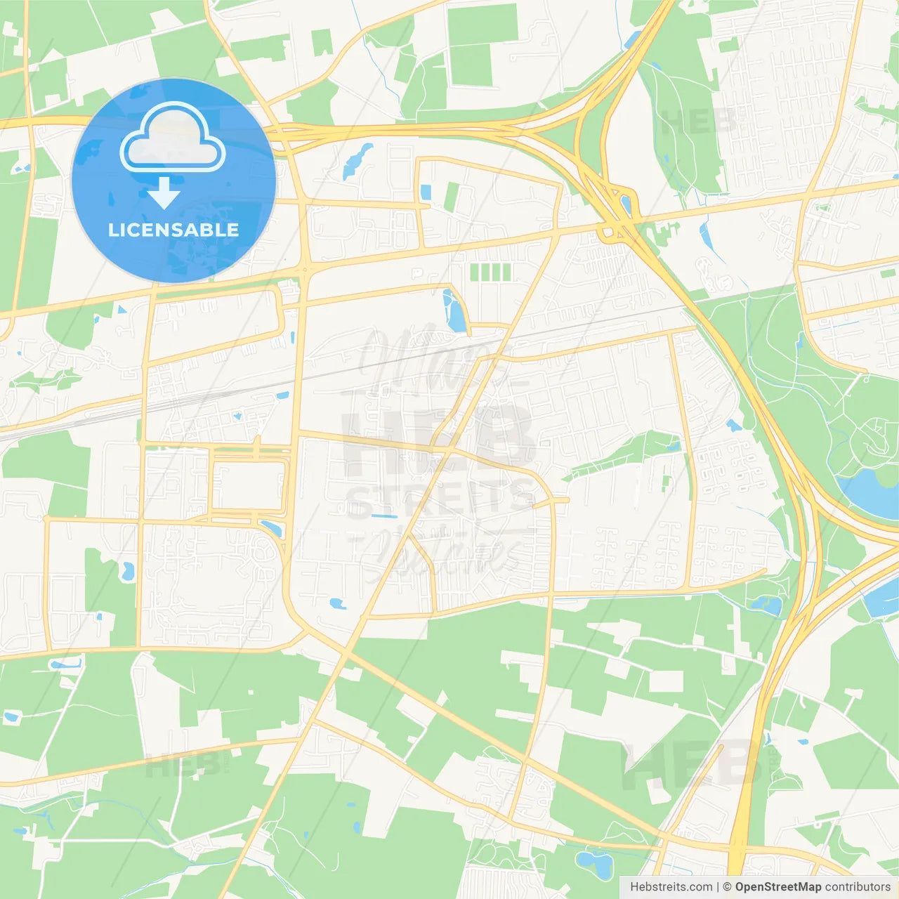 Taastrup, Denmark Vector Map - Classic Colors