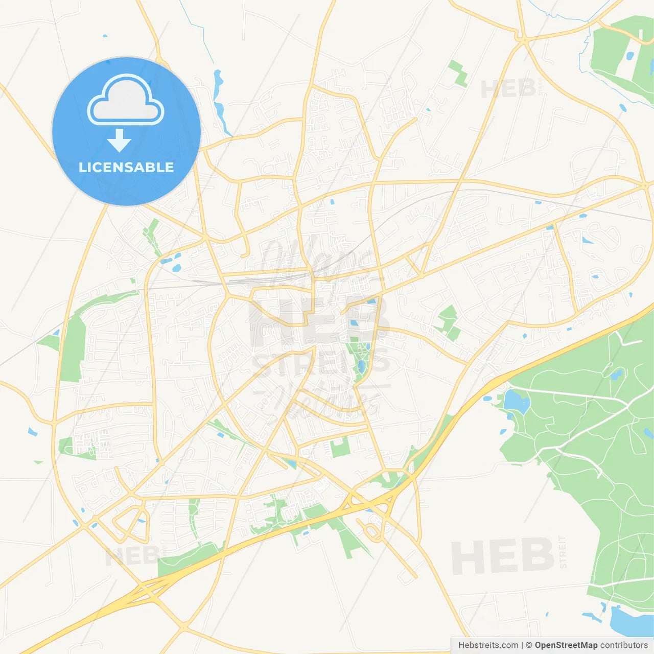 Slagelse, Denmark Vector Map - Classic Colors