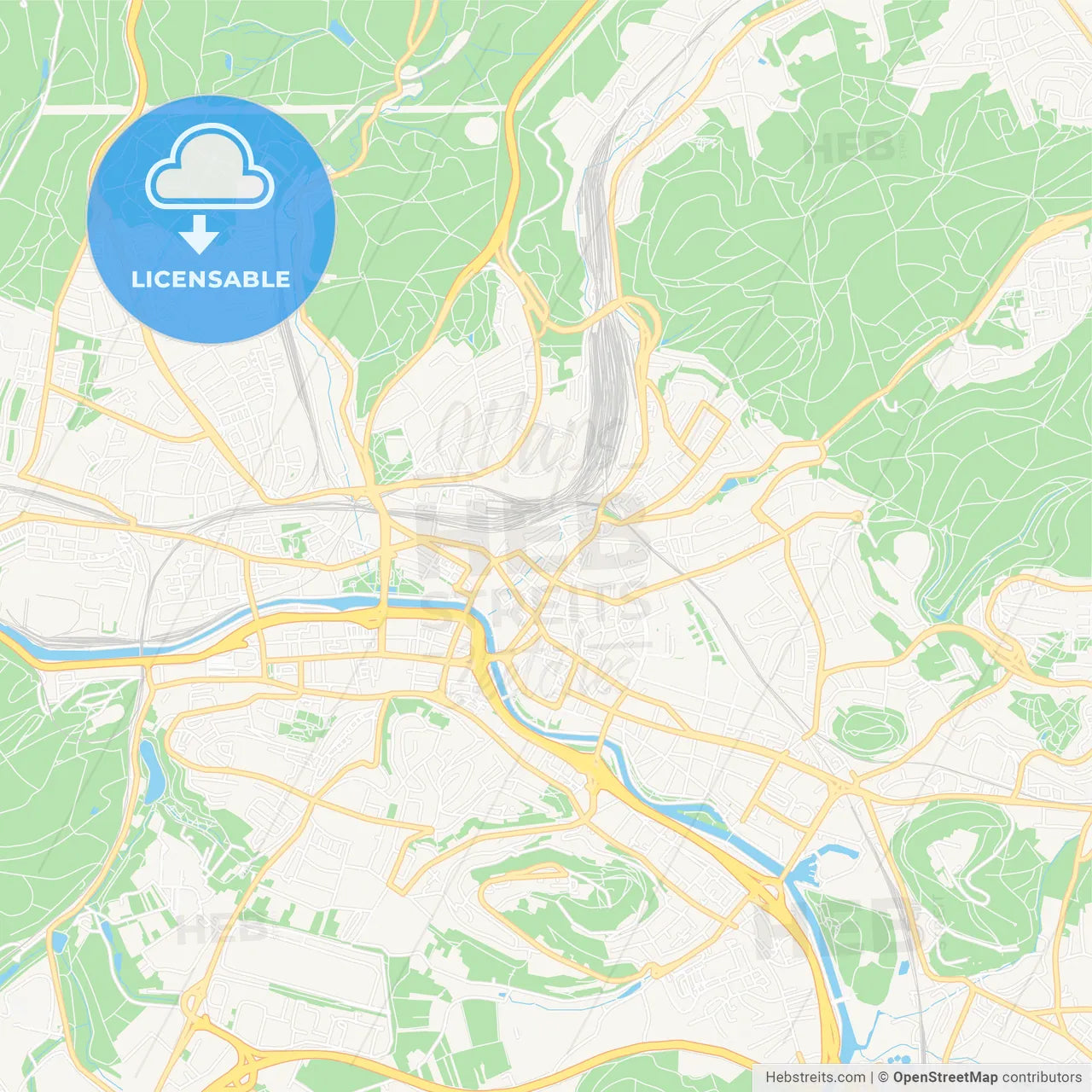 Saarbrucken, Germany Vector Map - Classic Colors