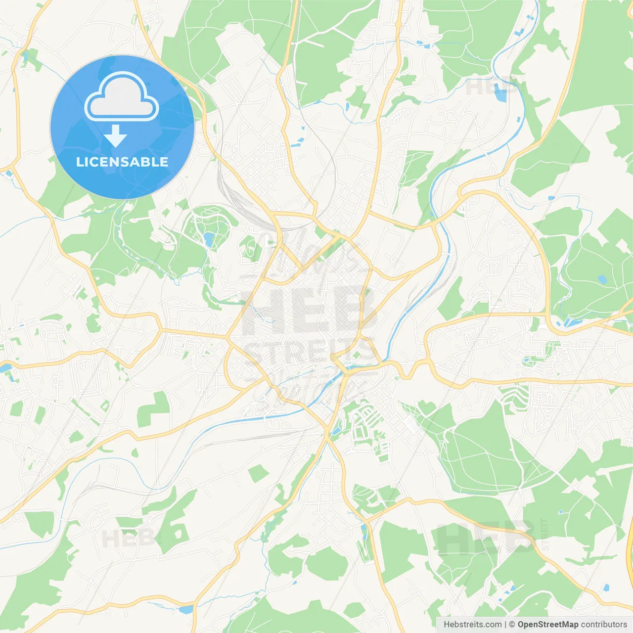 Plauen, Germany Vector Map - Classic Colors