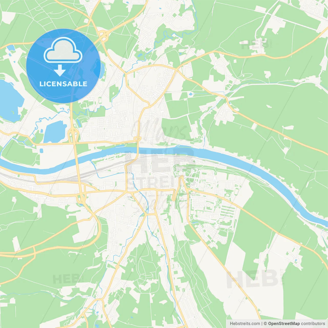 Pirna, Germany Vector Map - Classic Colors