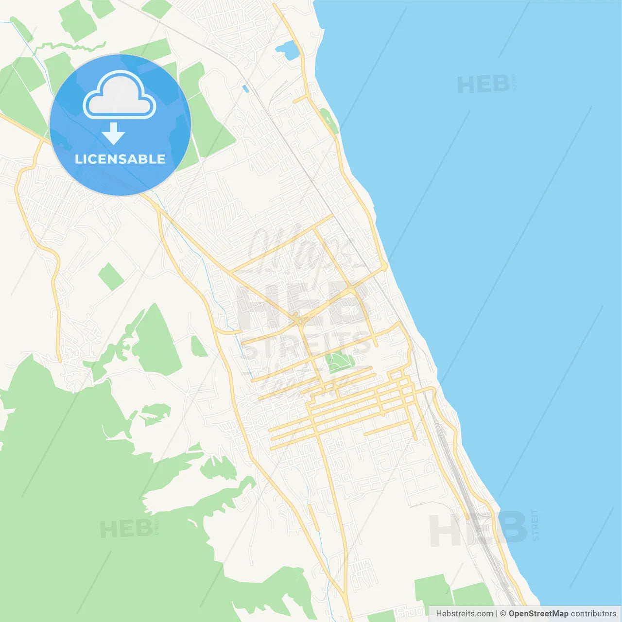 Derbent, Russia Vector Map - Classic Colors