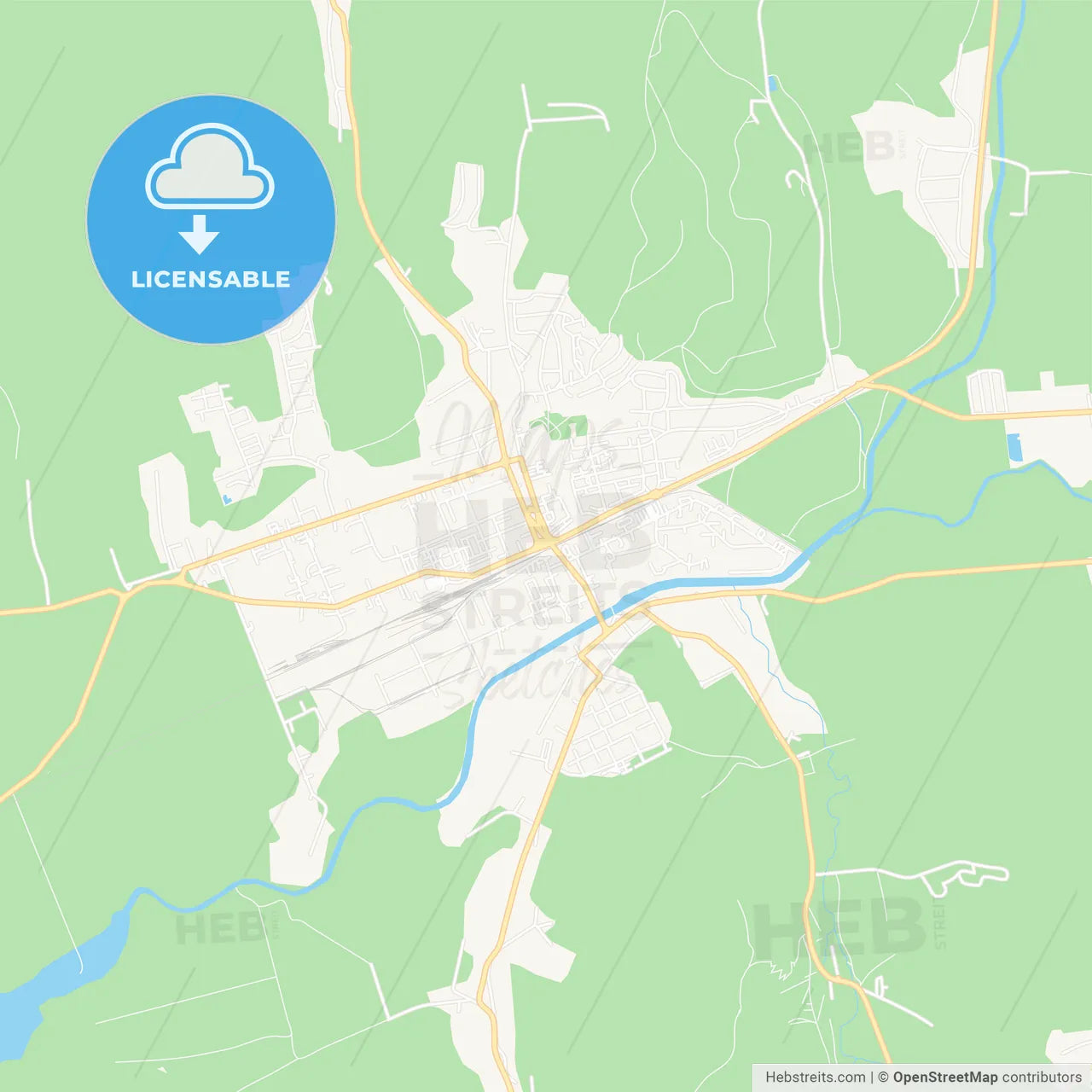 Humenne, Slovakia Vector Map - Classic Colors