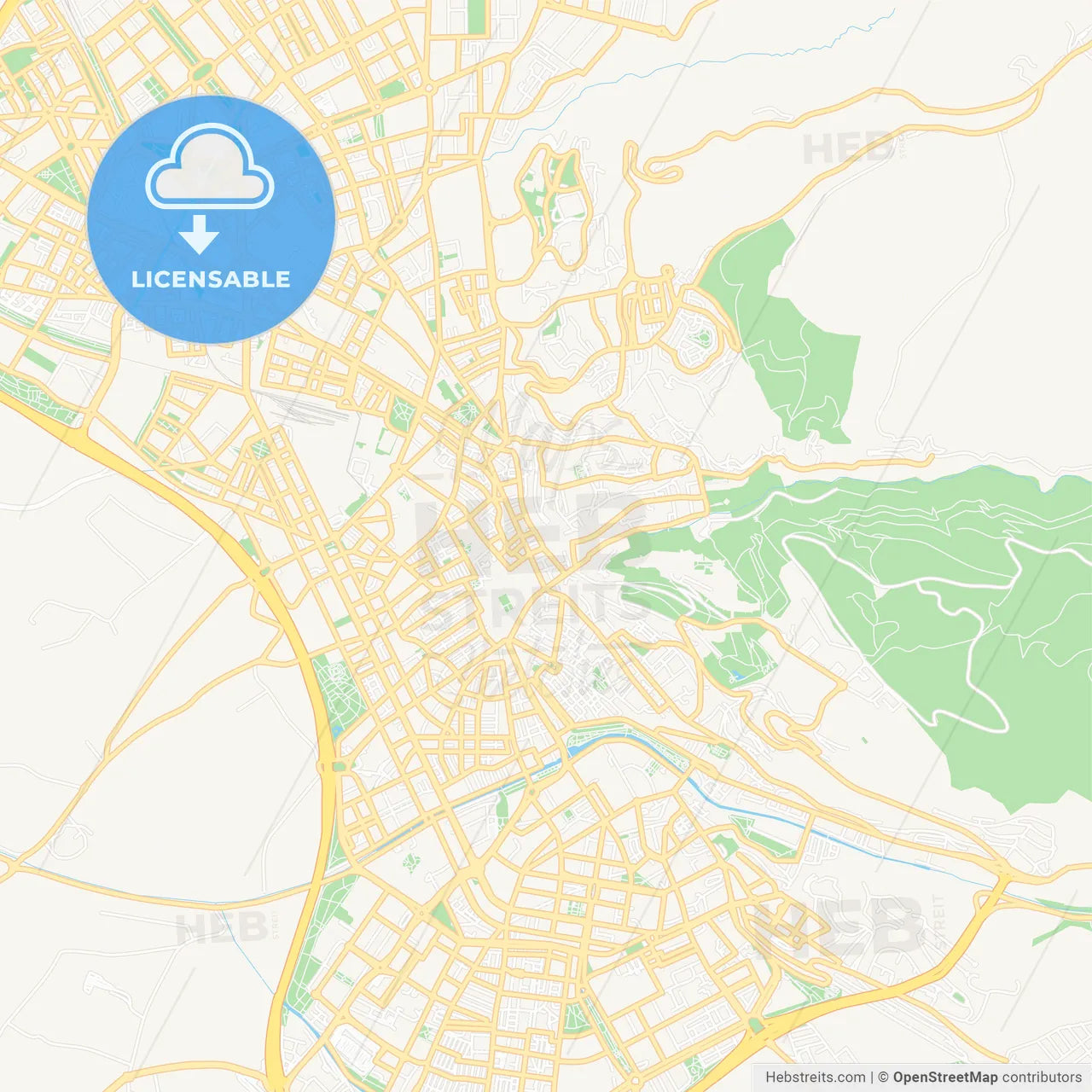 Granada, Spain Vector Map - Classic Colors