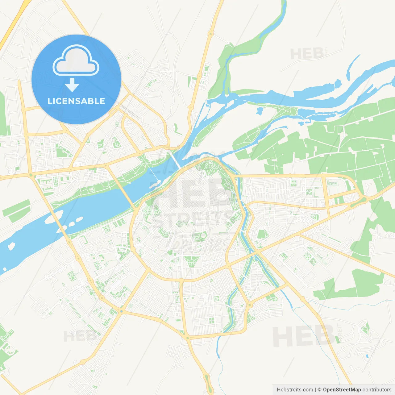 Badajoz, Spain Vector Map - Classic Colors