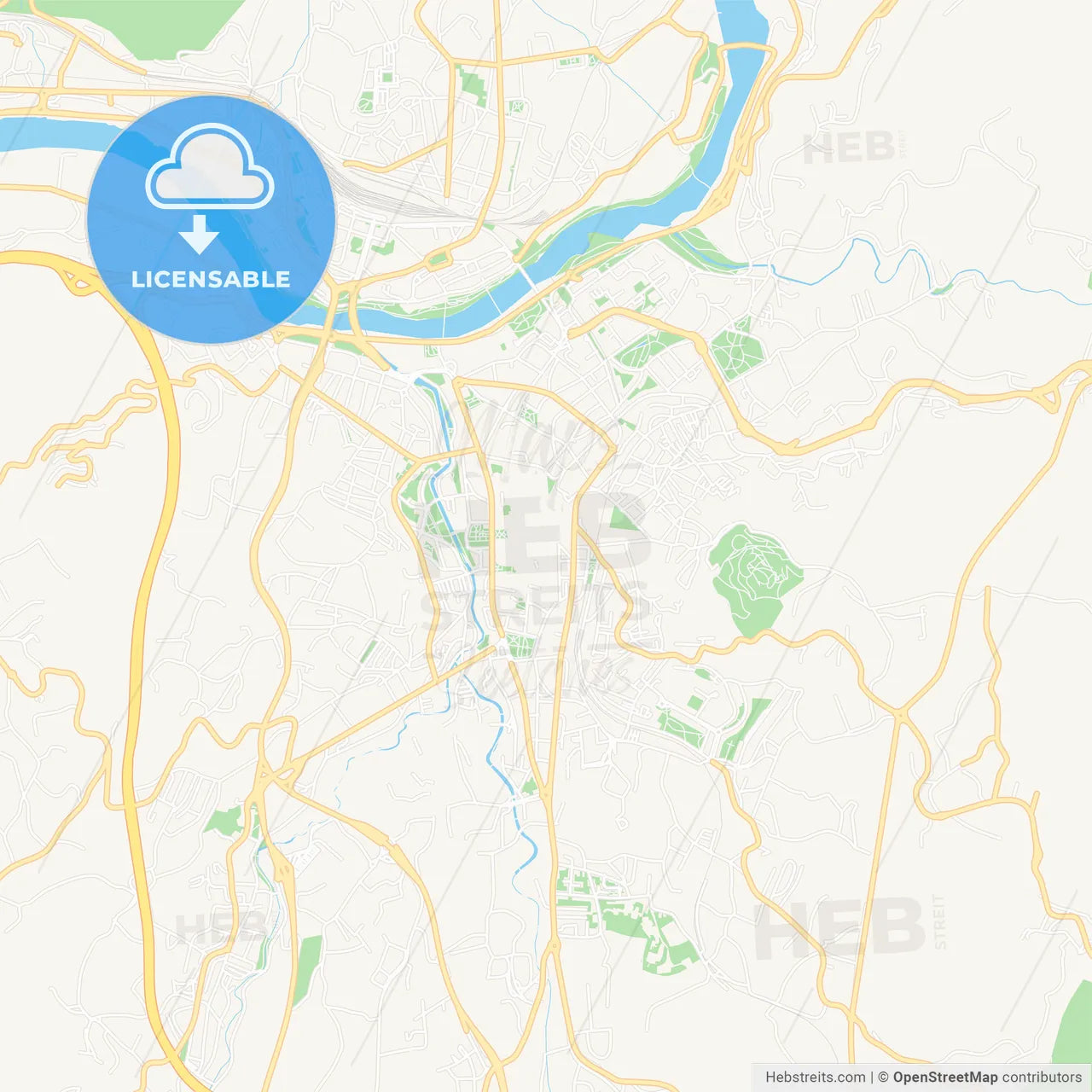 Ourense, Spain Vector Map - Classic Colors