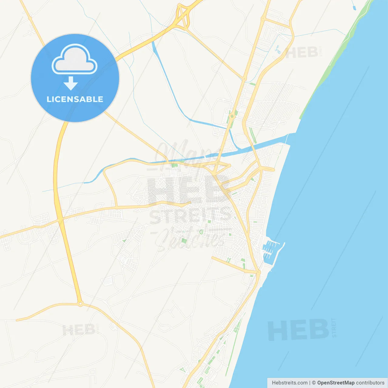 Roquetas de Mar, Spain Vector Map - Classic Colors