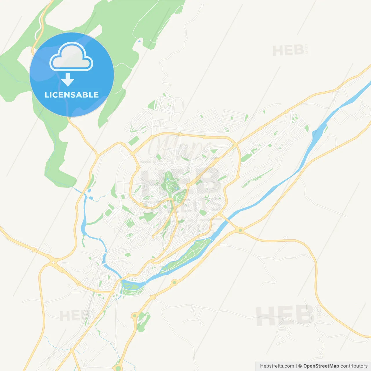 Plasencia, Spain Vector Map - Classic Colors